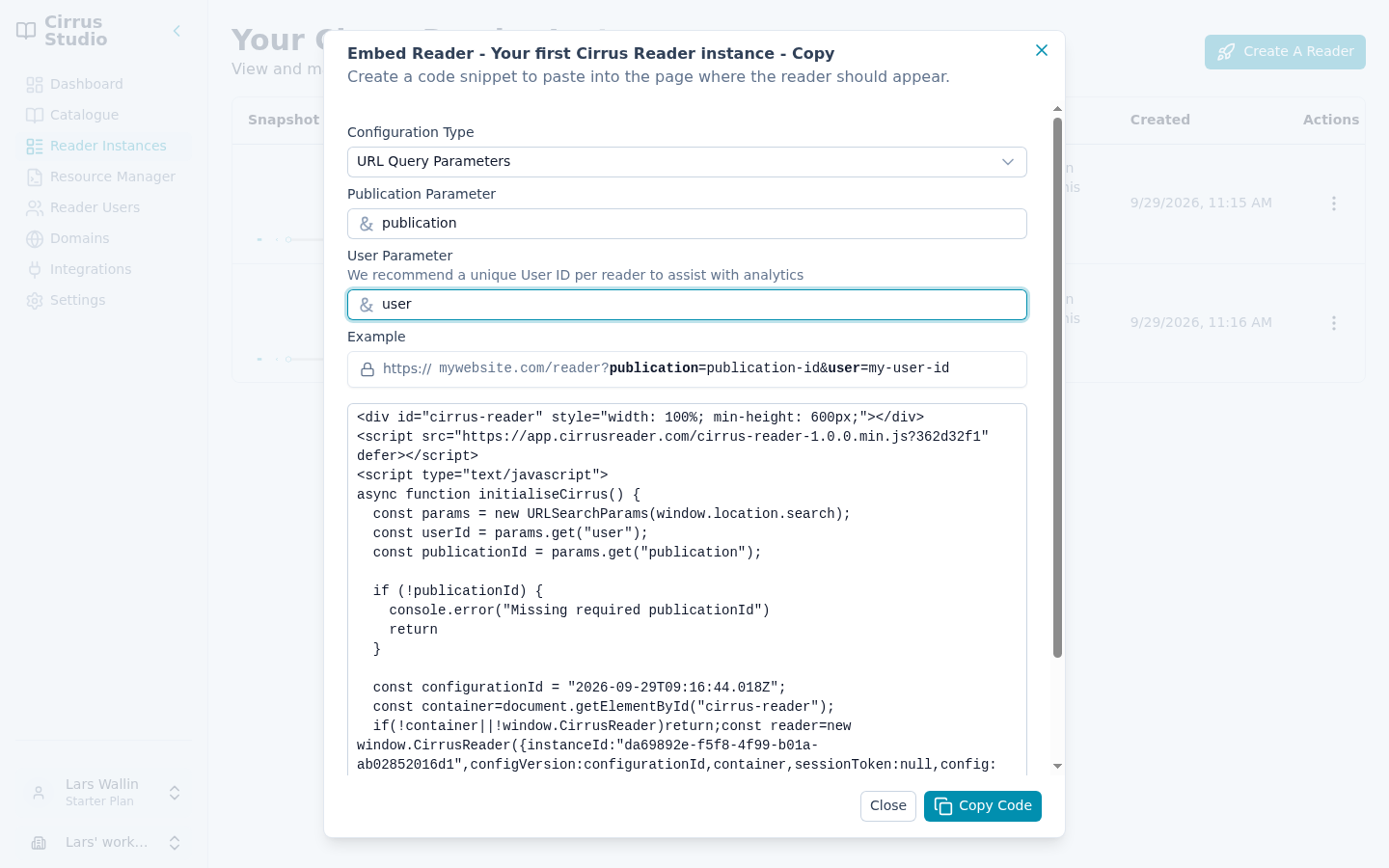 The URL Query Parameters option, with an example address