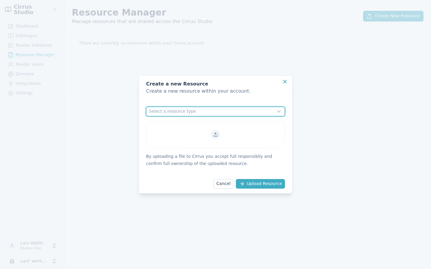 The Create a new Resource dialog
