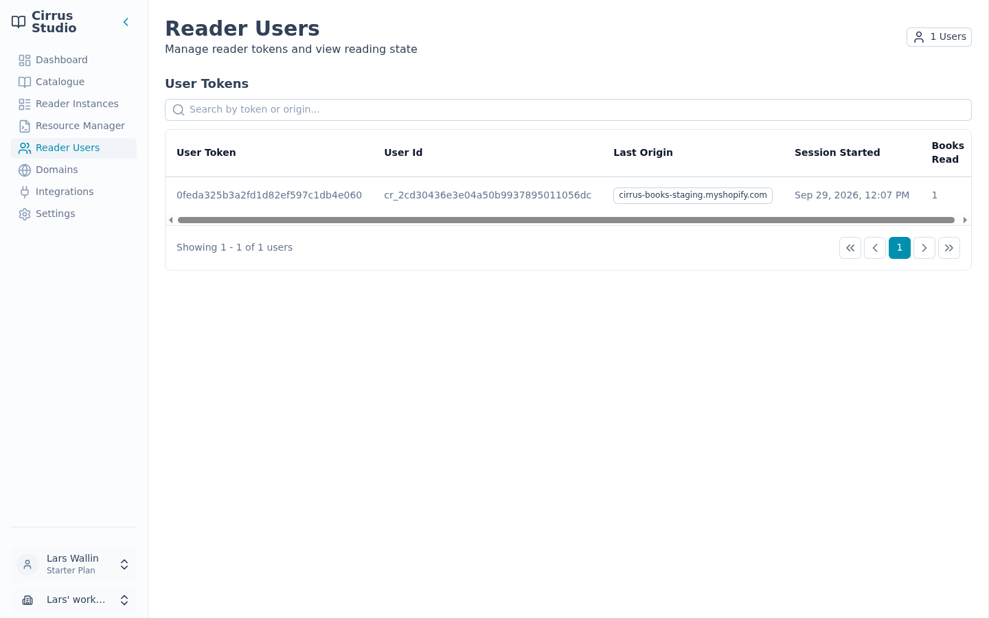 The Reader Users page