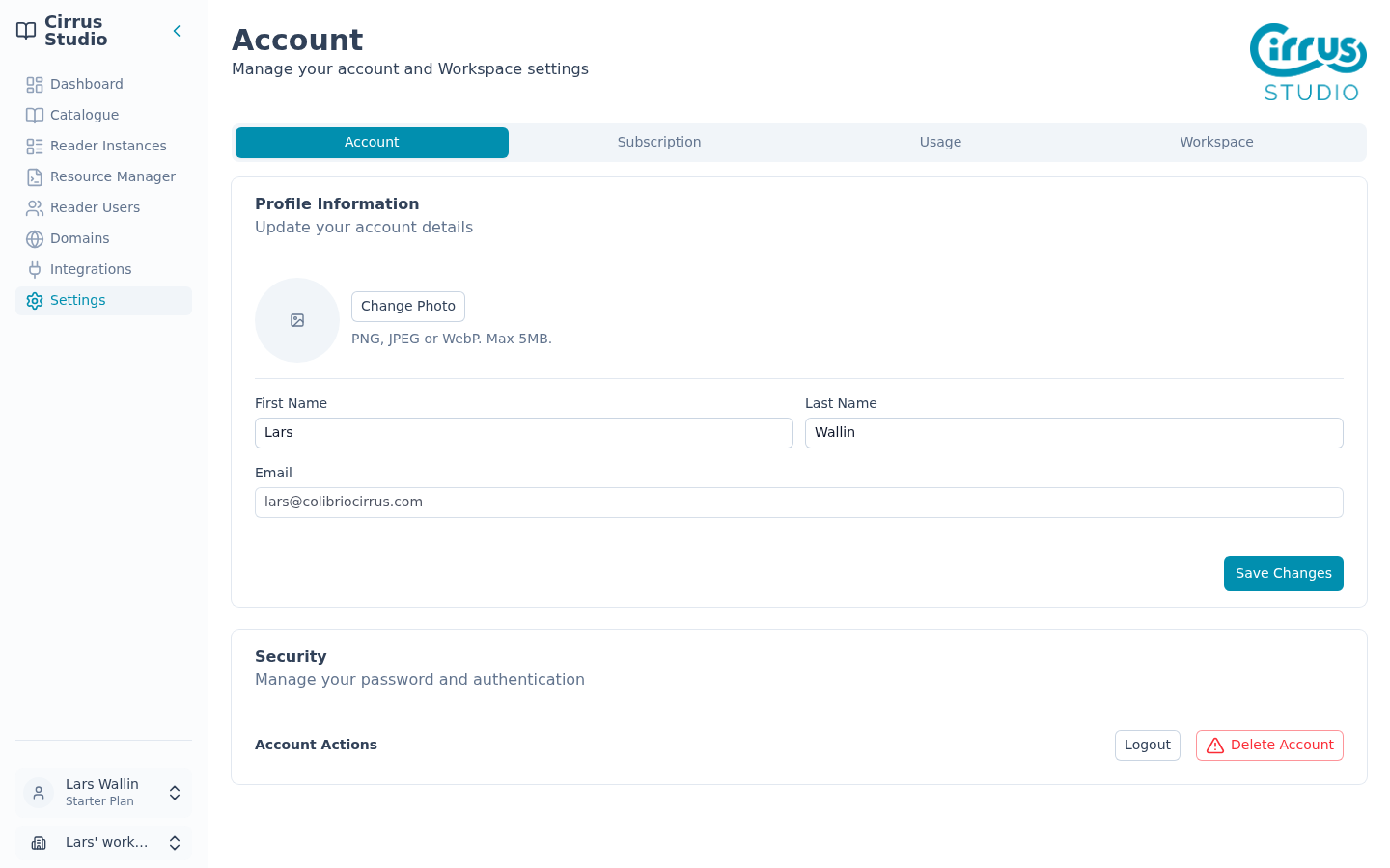 The Account tab